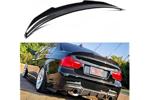 WheelX Rear Spoiler Compatible with 2006-2011 BMW E90 3 Series & 2008-2012 M3 Sedan, High Kick PSM Style, Exterior Duckbill Spoiler Trunk Tail Deck Lid Wing Lip (Carbon Fiber Pattern)