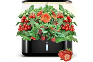 HONCHE Watch-it-Grow 10 pods Hydroponics Growing System w/Herb Germination Kits FCC CE ROHS Certified, 24W Full Spectrum Grow Lights Indoor Garden, Educational Science Kit for Teens (Black, 10-pots)