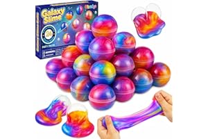 OLIXMLYA 24 Pack Slime Party Favors, Galaxy Slime Balls Soft DIY Toys Stretchy and Non Sticky Stress Relief Safe Toys for Kids Girls Boy Classroom Prizes Birthday Gifts Halloween Christmas Party Favors