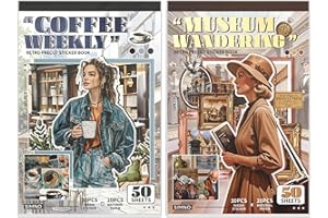 Snycler Lot de 2 livres d'autocollants de scrapbooking – 500 autocollants Washi prédécoupés et 20 papiers de scrapbooking, li