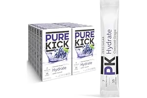 PURE KICK Hydration Singles to Go Drink Mix, Concord Grape, Includes 12 Boxes with 6 Packets in Each Box, 72 Total Packets