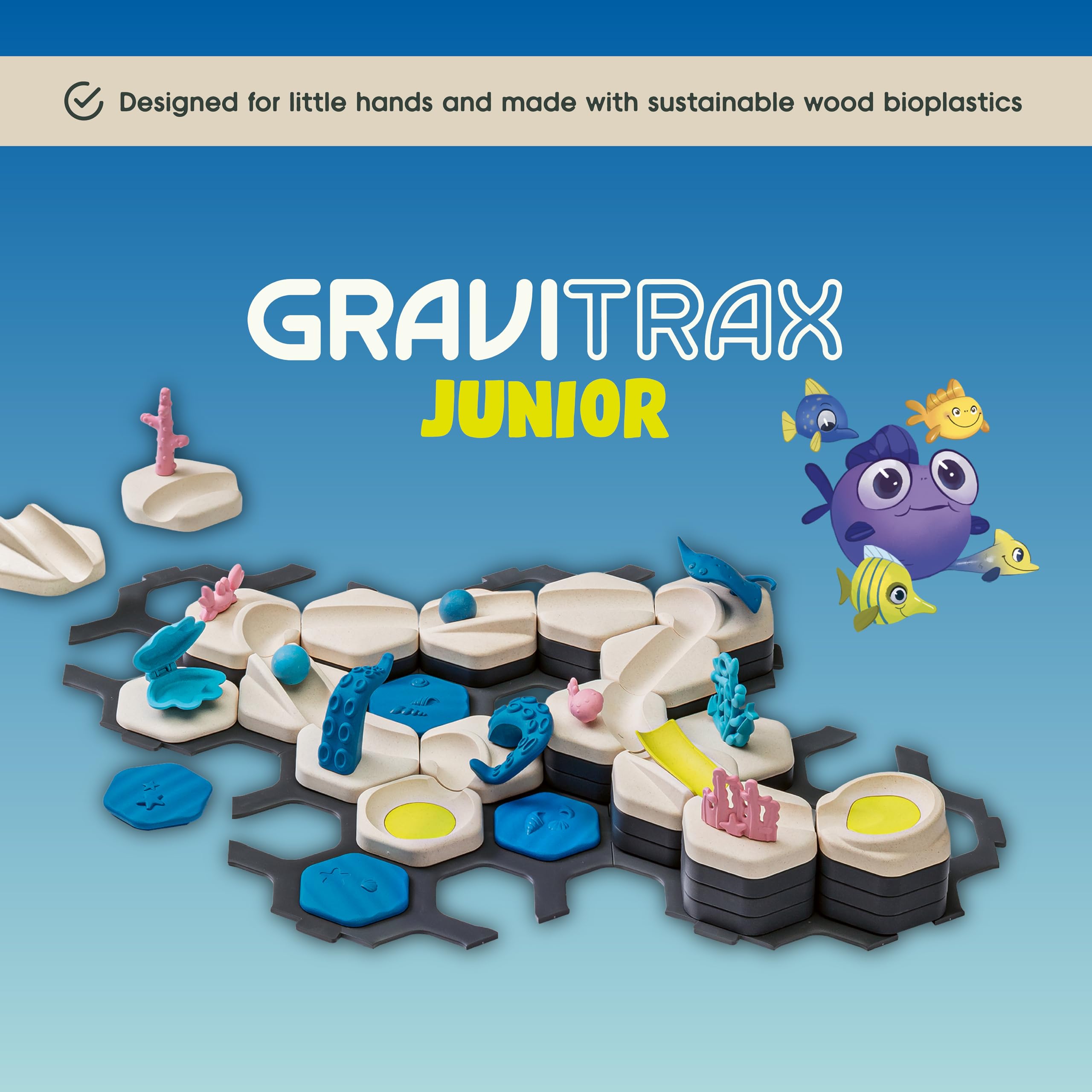 Ravensburger GraviTrax Junior Starter Set - My Ocean - 58-Piece Marble Run Game - Fun and Educational Preschool Marble Building - STEM-Friendly, Interactive Learning - Kids Age 3 and Older