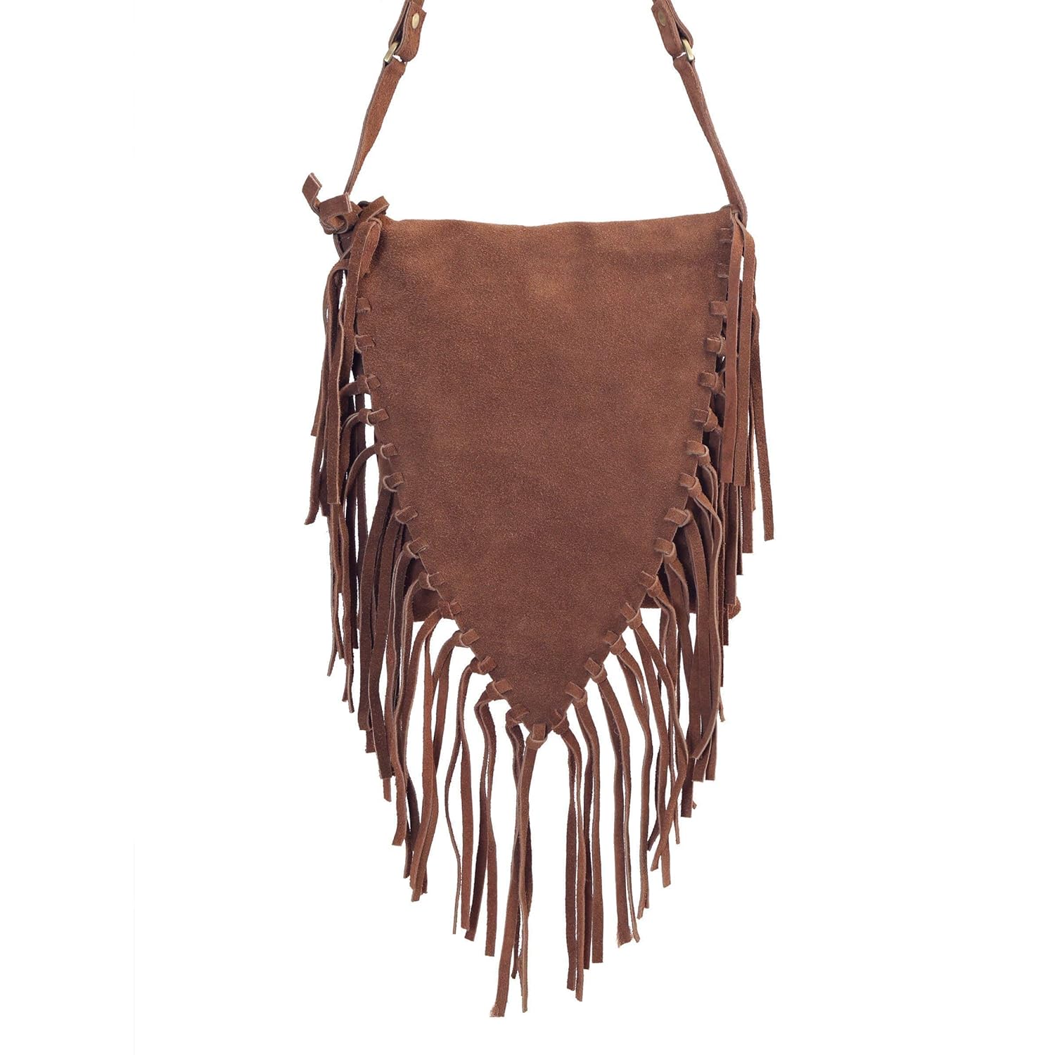 tan leather fringe bag
