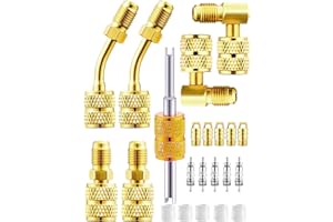 R410A Adapter Set, Mini Split Vacuum Pump Kit for 5/16” SAE Female to 1/4” SAE Male Flare for Air Conditioners HVAC, R410A Re