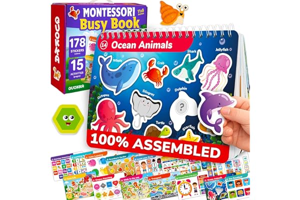 QUOKKA Montessori Busy Book for Toddlers 1-3 - Pre K Kids Learning Activities for Homeschooling - My Preschool Busy Book for