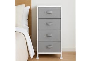 Amazon Basics Fabric 4-Drawer Storage Organizer Unit for Closet, White