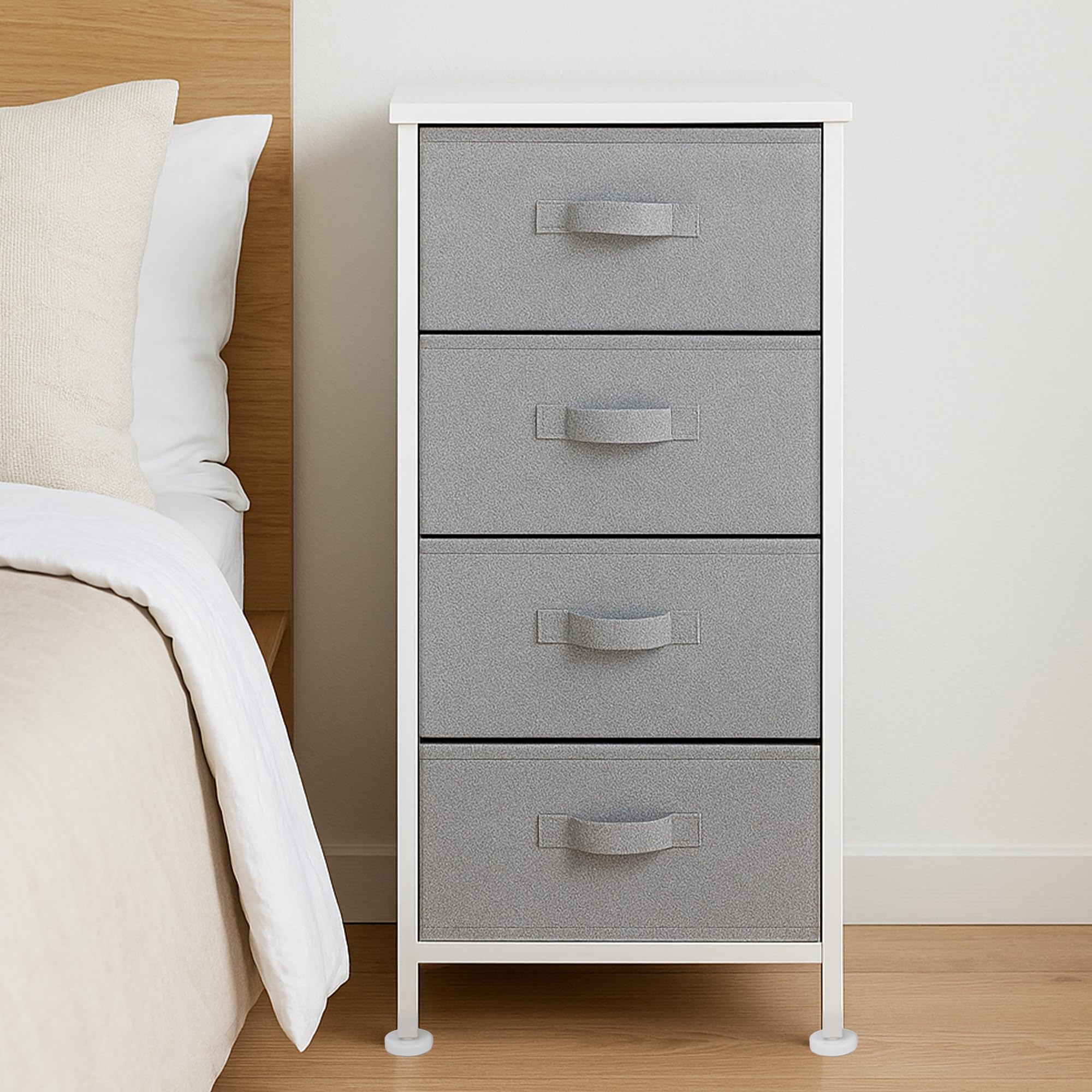 Photo 1 of Amazon Basics Fabric 4-Drawer Storage Organizer Unit for Closet, White