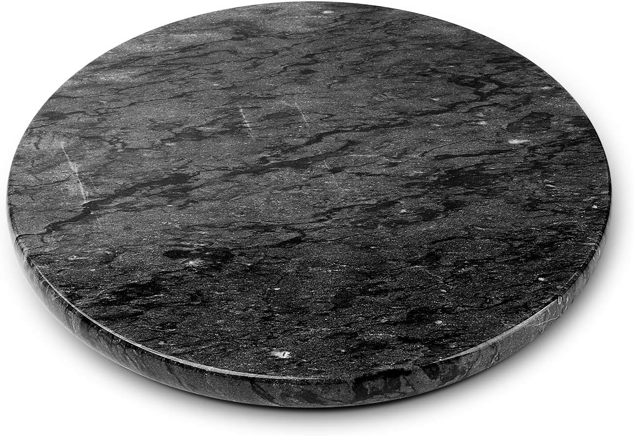 Flexzion Round Black Marble Cheese Board, 12 Inch Serving Board for Charcuterie Cheese, Cutting, Pastry, Trivet - Image 3