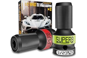 SKRWEAX Impact Wrench Adapter, 1/2" Drive to 1/4" Hex Converter, 1 2" Socket to 1 4" hex Quick-Change Chuck for Impact Wrench