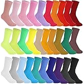FdcZeyxior 30 Pairs Solid Color Crew Socks for Women, Colorful Cute Socks Lightweight Women's Cotton Gym Athletic Socks