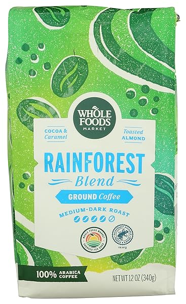 WHOLE FOODS MARKET, RAINFOREST BLEND MEDIUM-DARK ROAST GROUND...