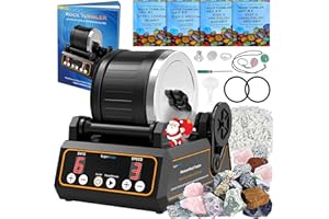 KomeStone Rock Tumbler Kit, K1 Professional Large 2.5LB Capacity Edition - Memory Function, Digital Timer & Variable Speeds: Includes All Accessories, Rock Polisher Gift for Adults & Kids