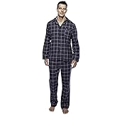 Noble Mount Men's Flannel Pajama Set - Plaid Blue-Black - Medium