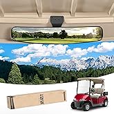 10L0L Universal Adjustable Golf Cart Panoramic Rear View Mirror, Rotatable 270 Rotation 16.5"Wide Angle Full Rearview Golf Cart Mirror for EZ Go, Club Car, Yamaha