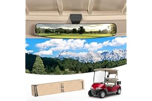 10L0L Universal Adjustable Golf Cart Panoramic Rear View Mirror, Rotatable 270 Rotation 16.5"Wide Angle Full Rearview Golf Cart Mirror for EZ Go, Club Car, Yamaha