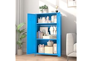 erosoei 2 Door 51.3" Metal Locker Storage Cabinet Steel Kids Wardrobe Changing Room Locker Cabinet Box with 2 Adjustable Shelves Steel Locker File Cabinet Organizer for School Gym Home Office