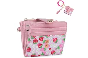 Sunpour Small Wristlet Wallets for Women Keychain Wristlet Wallet RFID Blocking Key Chain Wallet with Zipper Coin Pocket,2 Id