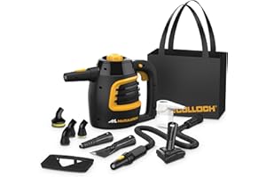 McCulloch MC1230 Handheld Steam Cleaner, 10 Minute Runtime, 11 Accessories: Jet Nozzle, Brushes, & More - Built for Home, Tile, Grout, Carpet, Furniture, & Personal Car Detailing