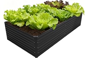DIIYIV 8x4x2FT Galvanized Raised Garden Bed Kit,Vegetable Plant Boxes-Rectangle Metal Flower Box,Large Planter Raised Beds Outdoor Garden for Planting,Fruit,Herb-Black
