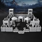 AUSPDICE  Medieval Military Camp RPG Terrain Set for DND Map Building | Modular Game Pieces with Barricades, Tents, Watchtowers, and Props Compatible with TTRPG Games, AF676
