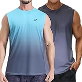 EZRUN Men's Workout Sleeveless Shirts UPF 50+ Summer Beach Swim Shirt Quick Dry Gym Muscle Fitness Running Tank Tops