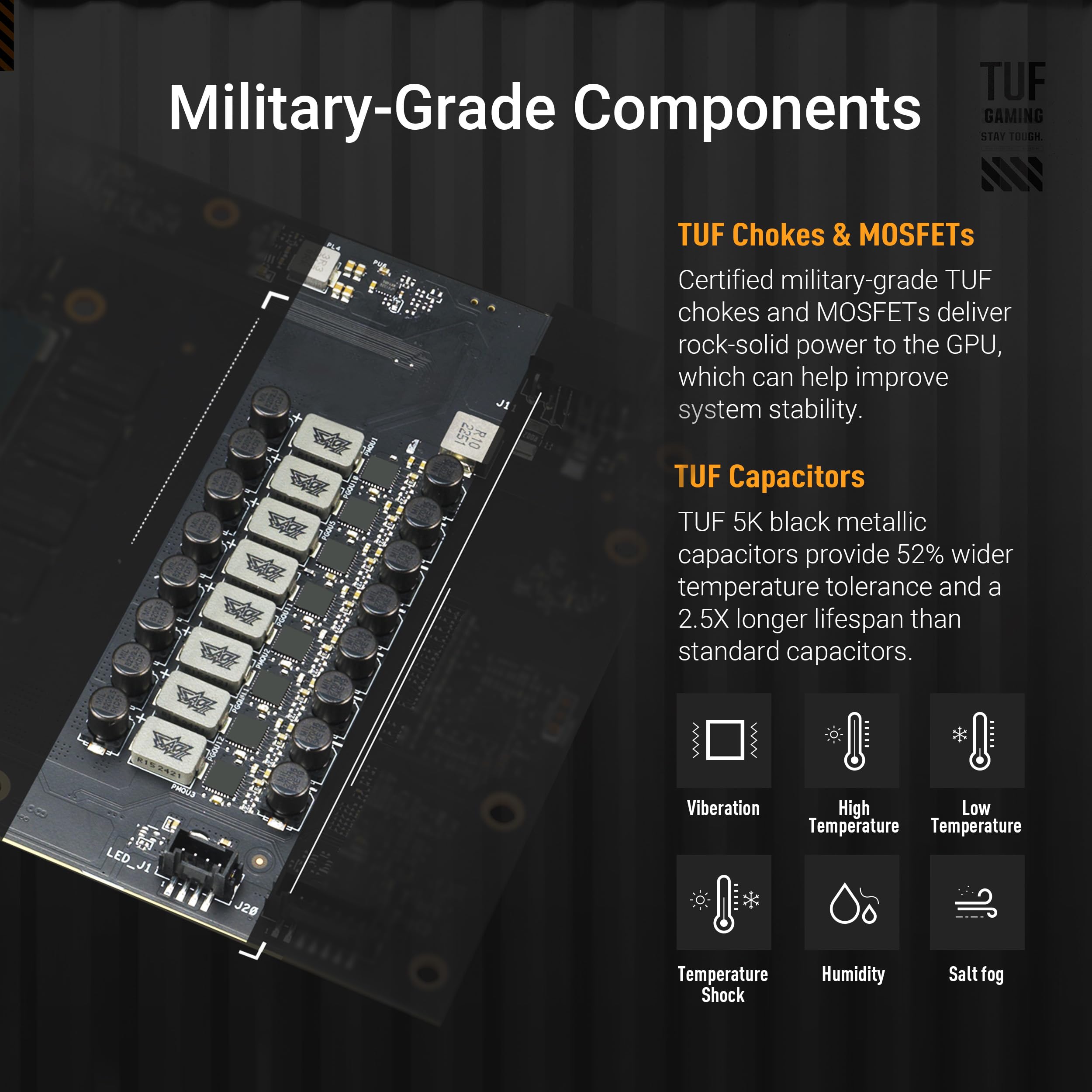 ASUS TUF Gaming GeForce RTX ™ 5080 16GB GDDR7 OC Edition Gaming Graphics Card (PCIe® 5.0, HDMI®/DP 2.1, 3.6-Slot, Military-Grade Components, Protective PCB Coating, axial-tech Fans, Vapor Chamber)