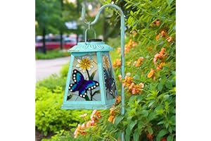 ANYPERFECT Butterfly Solar Lantern with Shepherd Hook, Outdoor Hanging Metal LED Garden Light Waterproof for Patio Yard Pathway, Butterfly Lantern Decor and Christmas Holiday Gift for Mom Grandma Women