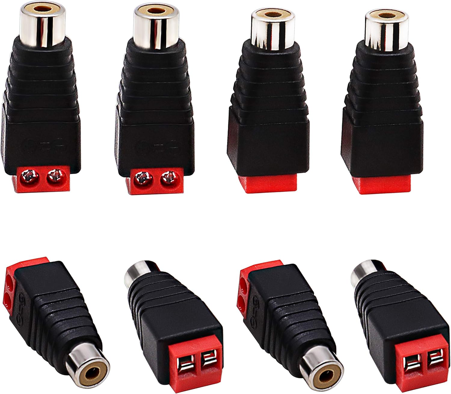 Liveda Lot de 8 adaptateurs de connecteurs RCA femelles Câble de hautparleur vers terminal