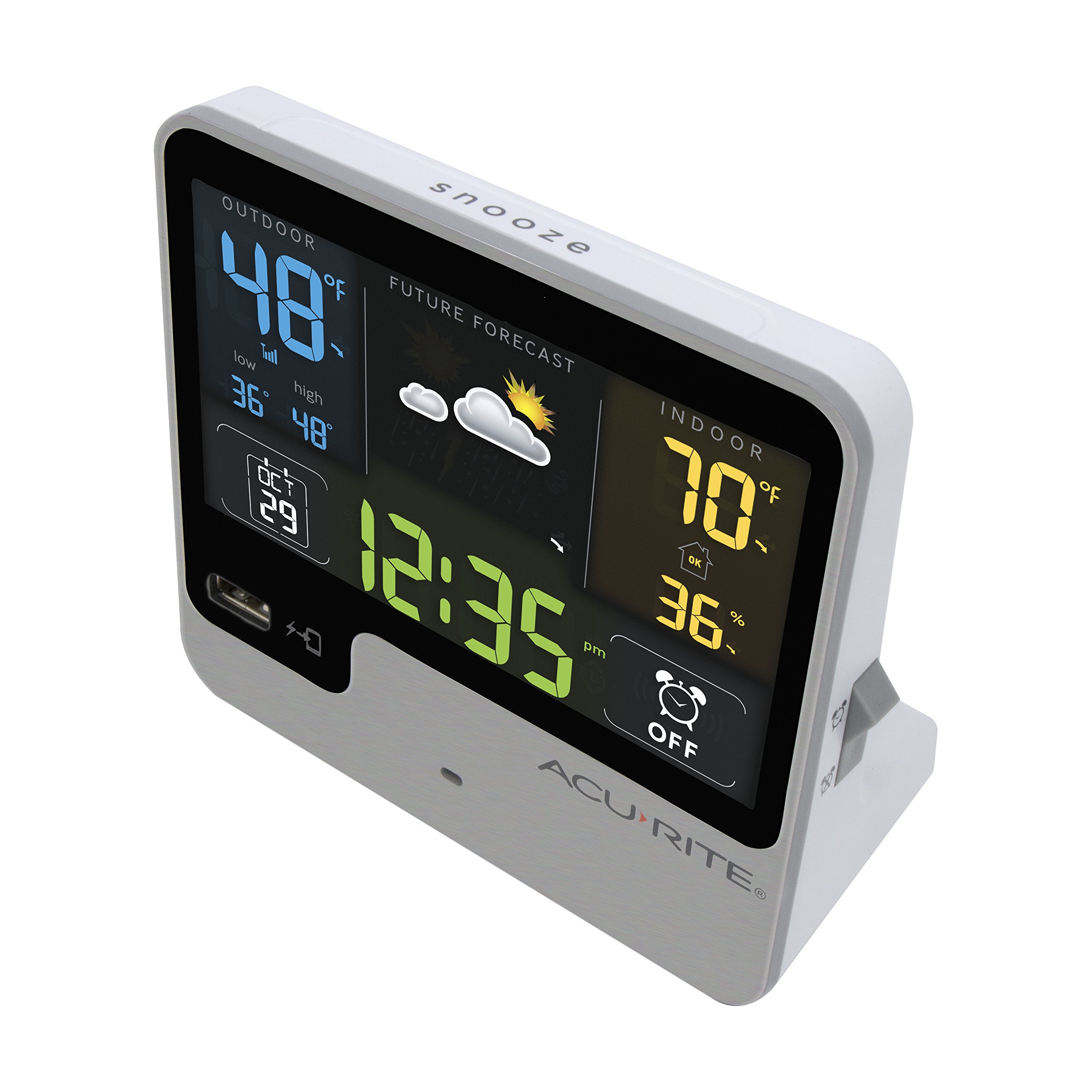 AcuRite 01129M Alarm Clock with USB Charger & Weather Station