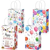 Fulmoon 36 Pcs Happy Birthday Gift Bag Bulk Happy Birthday Goodie Bags with Handle Colorful Paper Party Favor Supplies for Guests Small Return Gifts Treat Candy Wrapping Hold