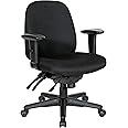 Office Star Ergonomic Mid Back Office Desk Chair with Adjustable Height, Tilt, and Padded Arm Rests, Icon Black Fabric