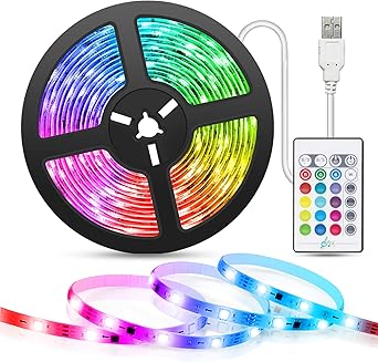 tiras led usb musica 5m tasmor luces led rgb 5050 16 colores strip led 5v con control remoto iluminacion decorativa autoadhesiva para tv monitor