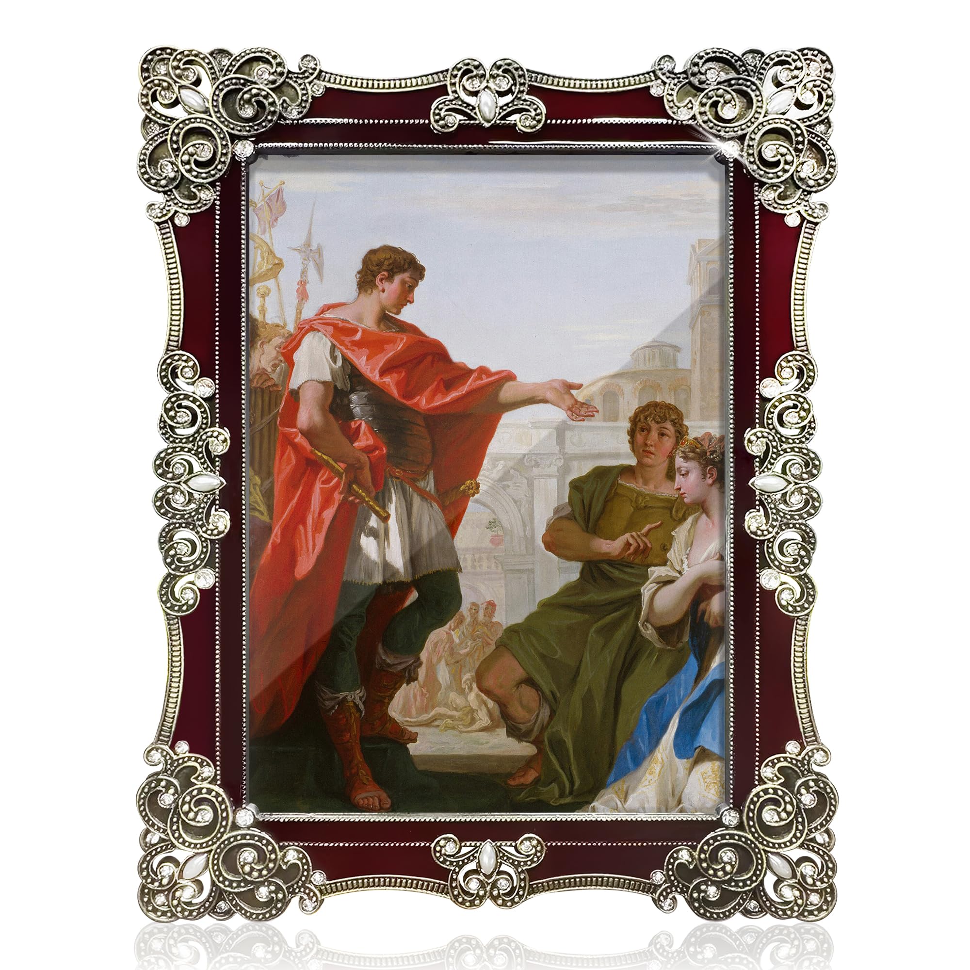 Photo 1 of DUENPY Metal 5x7 Picture Frame Made of High Definition Glass Vintage Picture Frames for Tabletop Display Photo Frame Décor Wine Red 1 Pack1056700390
