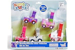 hand2mind Numberblocks Six to Ten Mini Vehicles, Race Car Toys, Preschool Math Counting Toys, Action Figure Set, Numbers for Toddlers, Small Figurines for Kids, Toddler Restaurant Activities