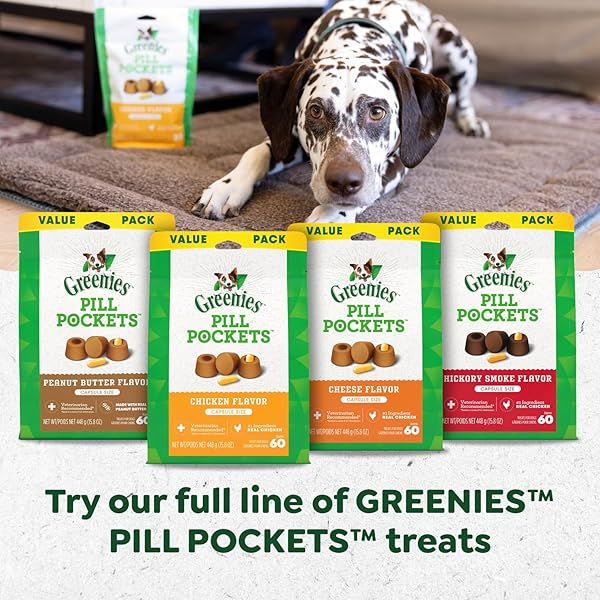 GREENIES PILL POCKETS FOR DOGS LARGE SIZE, DOG TREAT POUCH FOR CAPSULE MEDICATION, PEANUT BUTTER FLAVOR,  7.9 OZ. POUCH