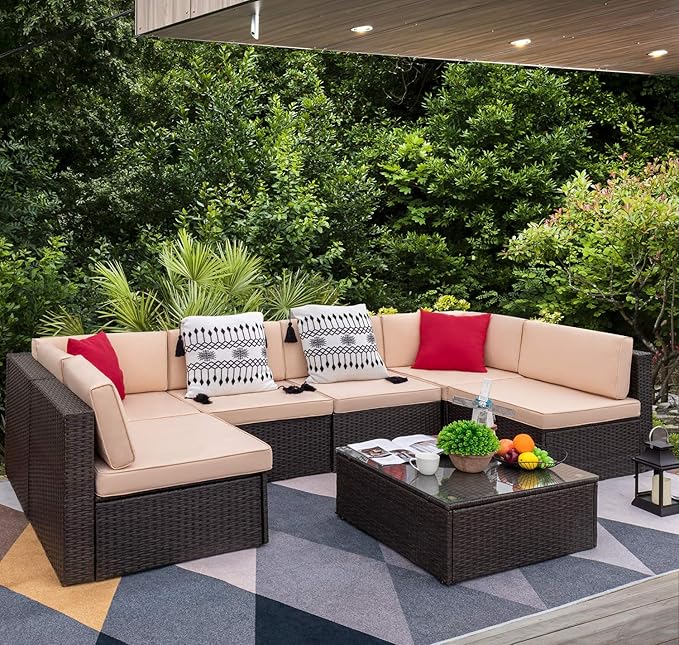 Amazon.com: Devoko 7 piezas al aire libre sofá seccional todo tipo de