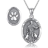AXOMY St Francis Of Assisi/Guardian Angel/Wolf/Firefighter/Hockey/Virgin Mary/Scales of Justice/Medusa/Allah/Tetragrammaton Necklace 925 Sterling Silver Religious Amulets Jewelry Gifts for Men Women