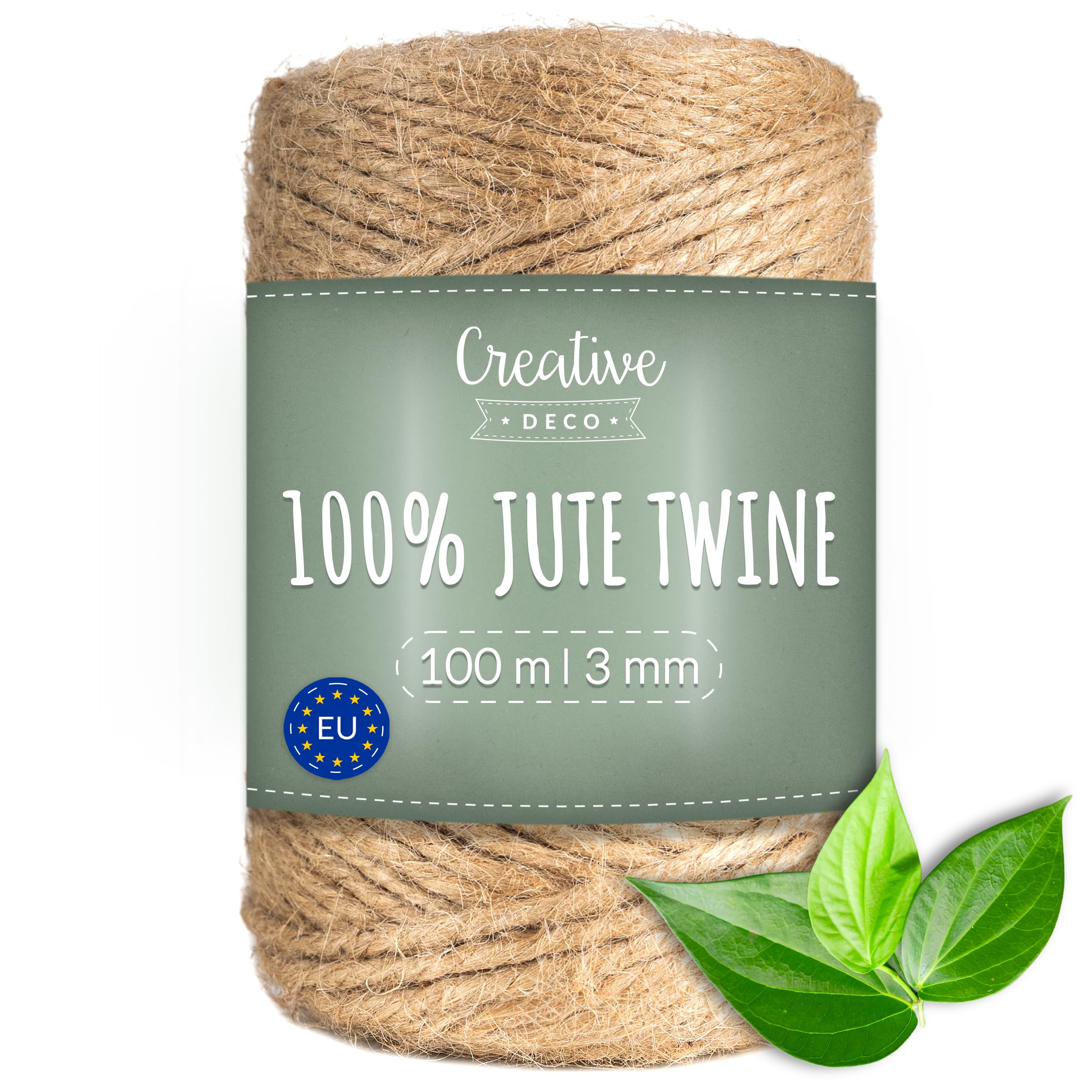 Creative Deco 328 Feet Jute Twine Rope String Natural Brown | 100 m Garden Jute String Roll | 3mm Thickness 3 Ply | Cord for Gardening Arts & Crafts DIY Decoration Gift Wrapping | Thick & Strong