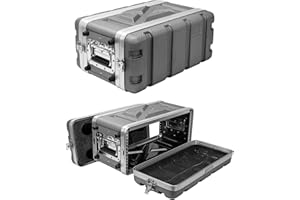 MUSCAB 4U ABS Rack Case Shallow 8" Depth, 19" Rackmount Flight Road Travel Case, Waterproof Protective Hard Case with Customized Foam, Wireless Mic System Storage/Amp/Effect/DJ Mixer