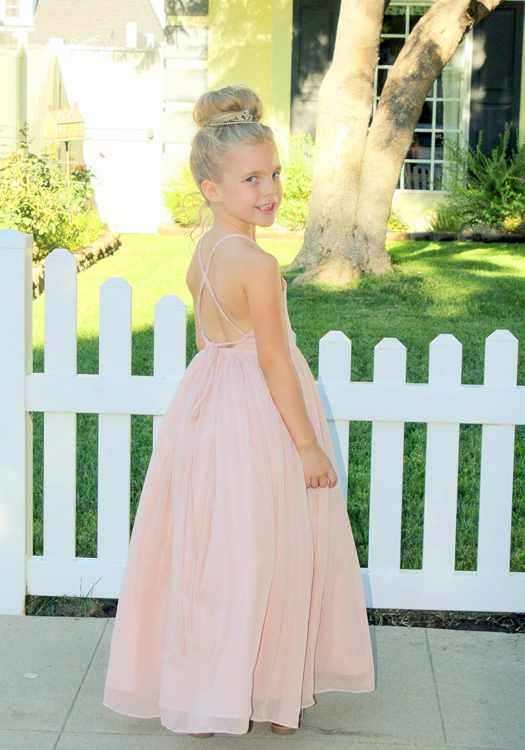 Criss Cross Chiffon Formal Flower Girl Dresses Junior Bridesmaid Dress Reception Dress: Clothing