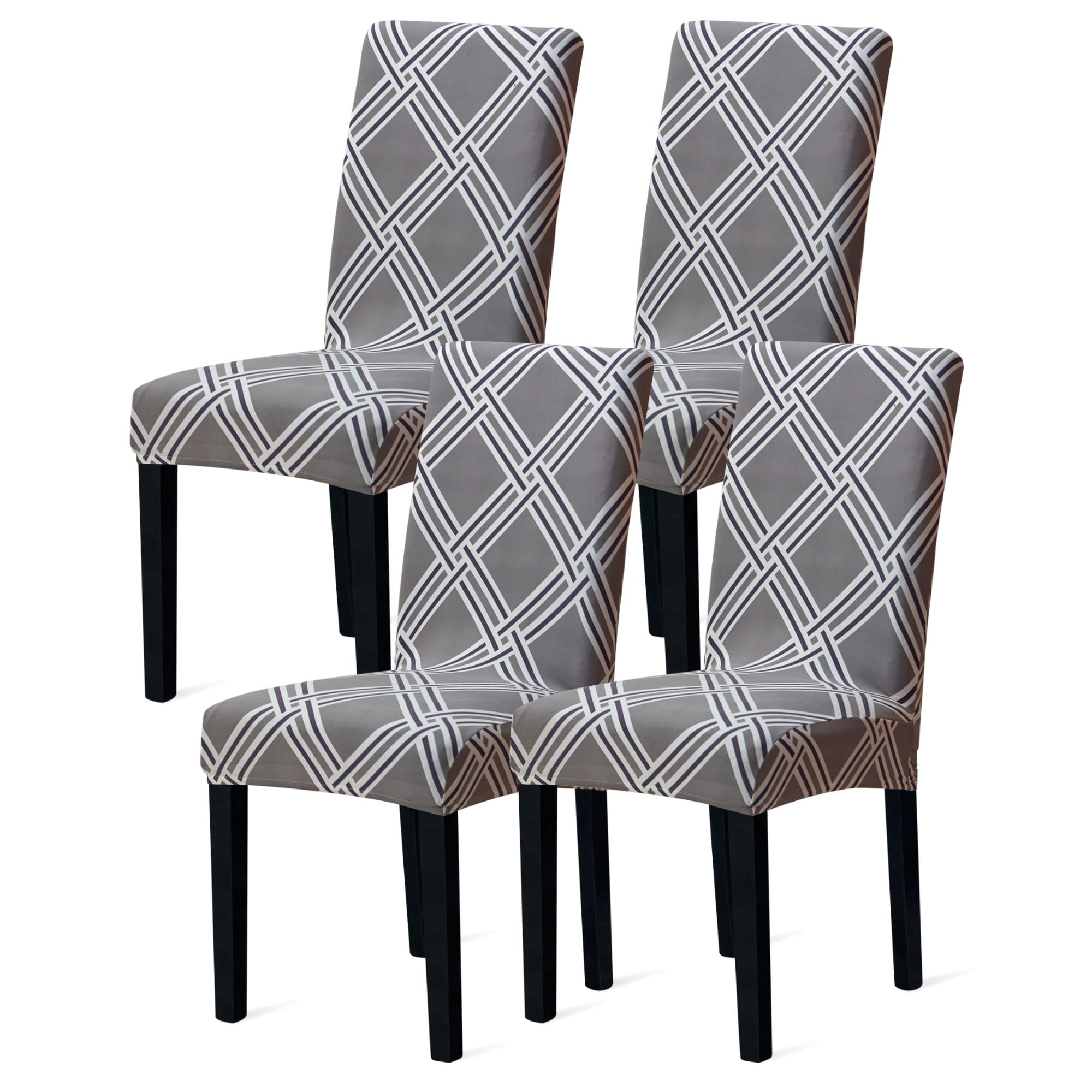 Sufdari Chair Covers 4 Grey,Stretch Dining Chair Covers, Spandex seat Covers for Dining Chairs,Elastic Washable Chair Protectors for Dining Room,Hotel,Restaurant,Banquet