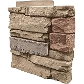 GenStone Faux Stacked Stone Right Corner Panel 12.5" x 11.25" in Desert Sunrise Color for Do It Yourself Friendly Home Improvement Projects