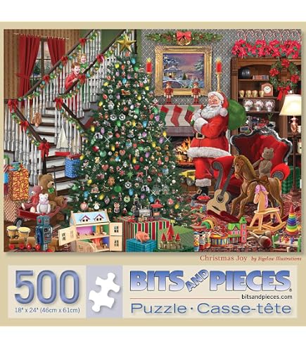 Santa's Fishmas Sleigh Ride 500pc Puzzle - Holiday Fishing Theme Puzzle, Fun Family Activity, Limited Edition