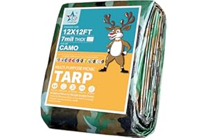 STARPYNG - Multifunctional camo Waterproof tarpaulin-7mil，Waterproof, UV Resistant, Rip and Tear Proof, Poly Tarpaulin with Reinforced Edges for Roof (12x12feet, camo)