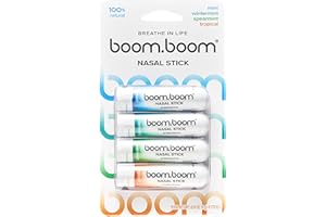 BoomBoom Nasal Stick | Vapor Flow Technology | Cool Refreshing Sensation | Natural Mood Boost | Simple Ingredients | Essential Oils + Menthol Inhaler (Mint, Wintermint, Tropical, Spearmint)