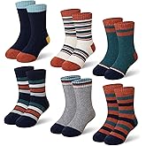 Eyean Kids Merino Wool Socks Boys Girls Thermal Winter Hiking Warm Thick Boot Cozy Toddler Crew Socks 6 Pairs