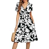 WEACZZY Women's 2026 Fall Long Sleeve Casual Dresses Wrap V-Neck Semi Formal Party Dress with Pockets
