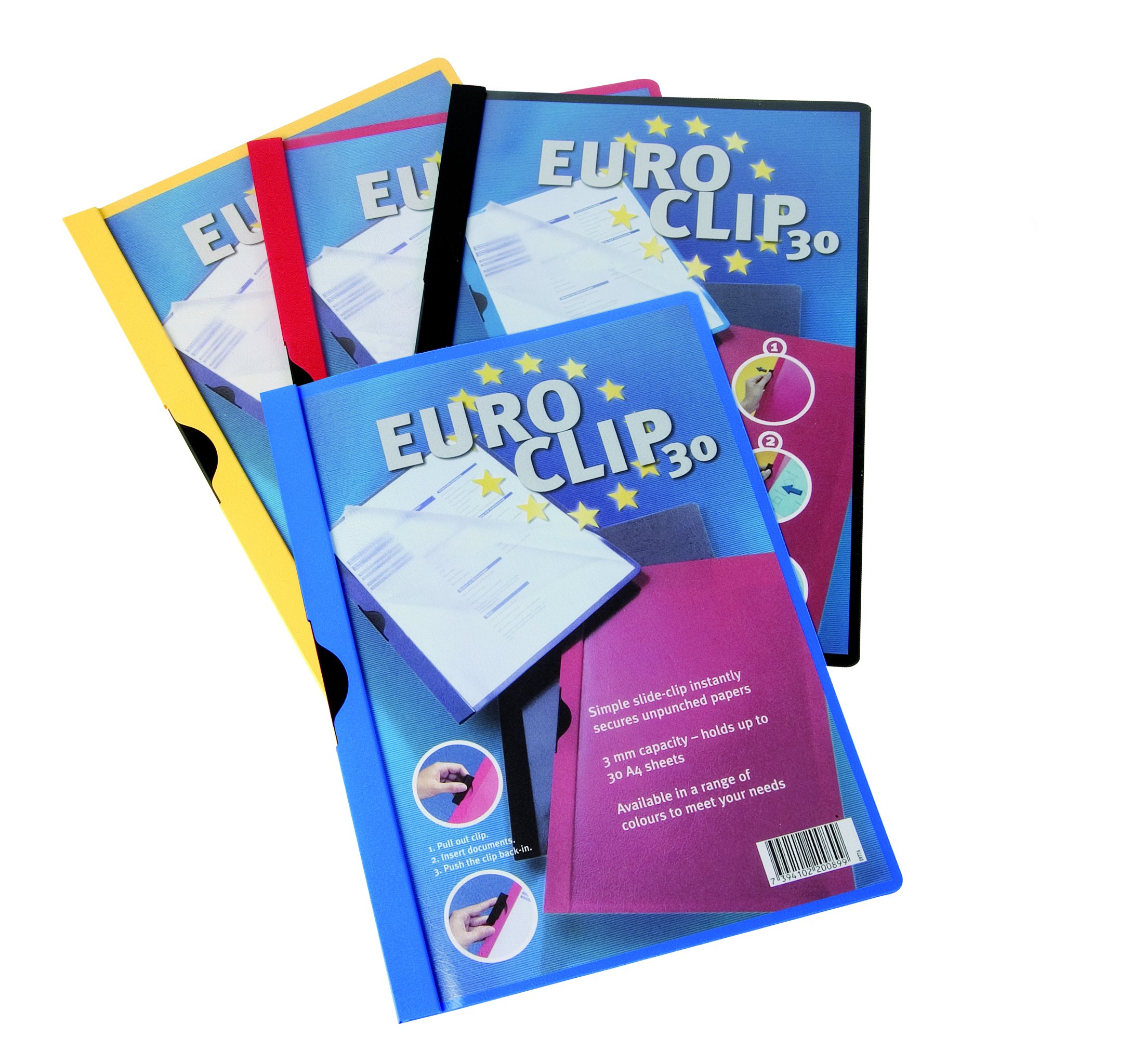 Durable Euroclip Files with Clear Front Cover - Black (25 Pack)