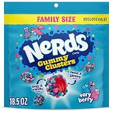 NERDS Gummy Clusters Very Berry Candy, Crunchy &amp; Gummy, 18.5 oz | Crunchy outside gummy inside, resealable family size bag, party candy, snack time, berry flavor mix