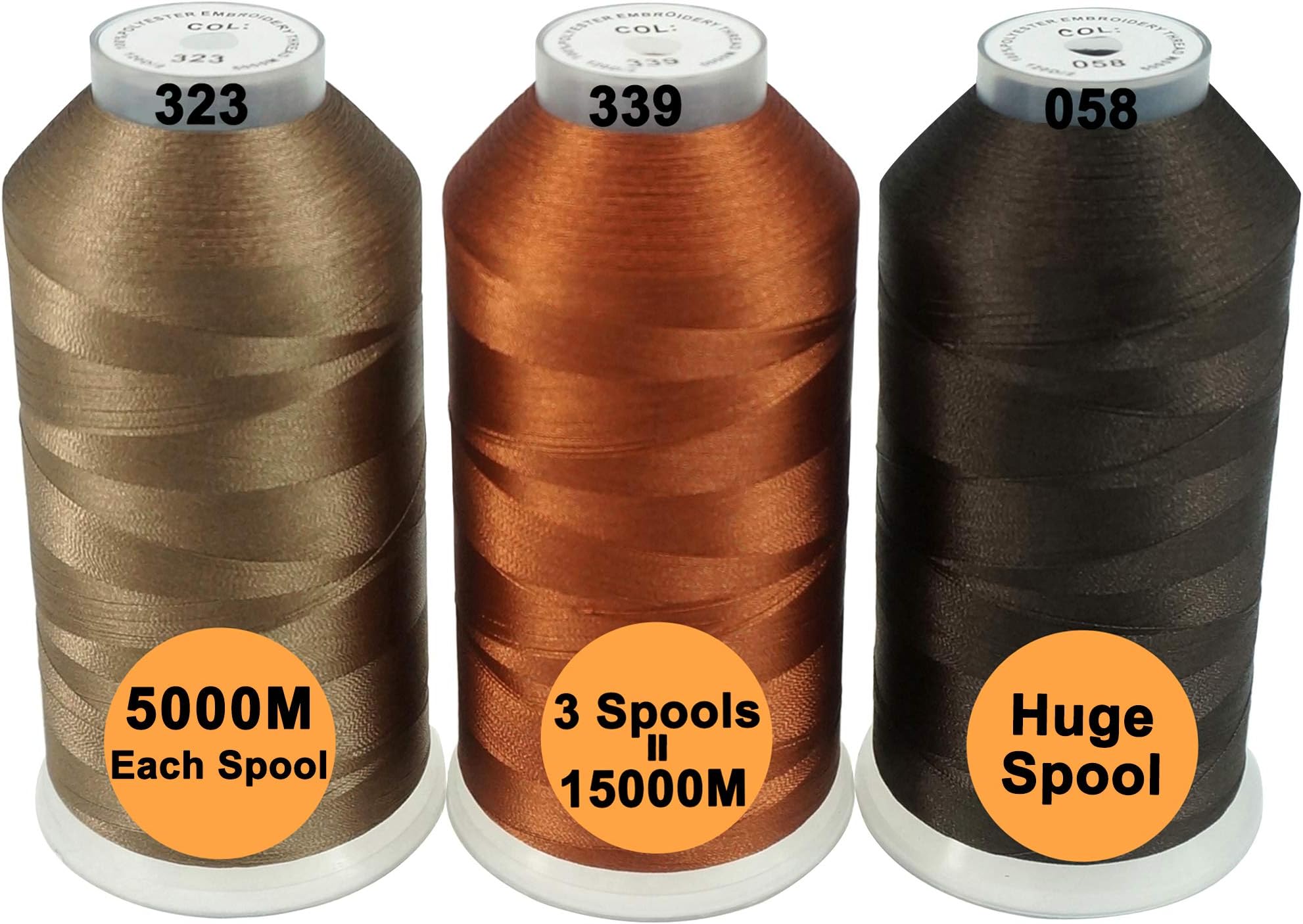 New brothread40 Options- Various Assorted Color Packs of Polyester Embroidery Machine Thread Huge Spool 5000M for All Embroidery Machines -Different Browns